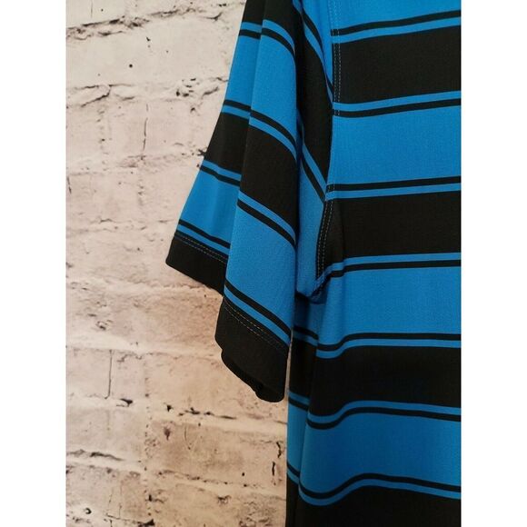 Nike Golf Men's Polo Shirt Size Large Dri-Fit Blue Black Stripes t61 - Picture 3 of 5
